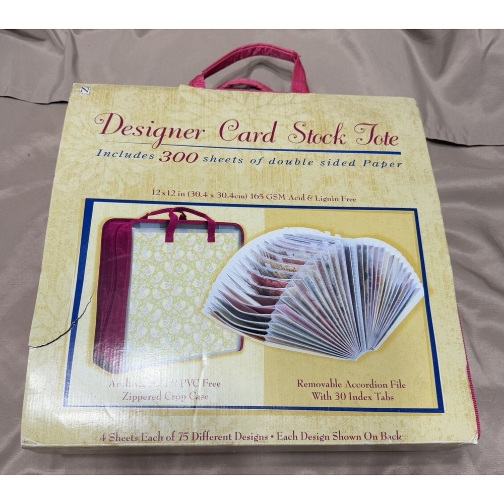 Designer‎ Card Stock Tote 300 Double Sided Sheets Removable Accordion File New